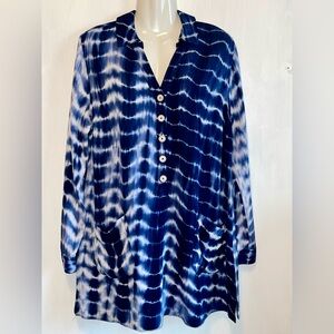 Soft Surroundings Navy and White Rayon Shirt Tie-Dye
Tunic
